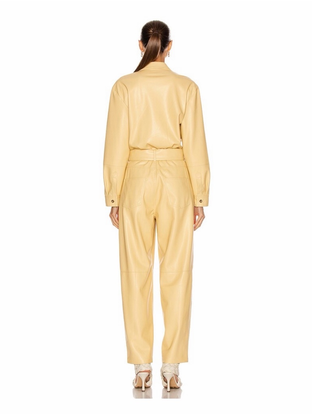 Nanushka Ashton vegan leather jumpsuit in butter yellow, size S, NWT - Picture 6 of 10
